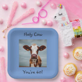 Assiettes En Carton Vache Sainte Vous avez 60 ans (Fête)