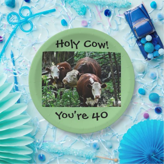 Assiettes En Carton Vache sainte vous êtes la plaque à papier 40 (Fête)