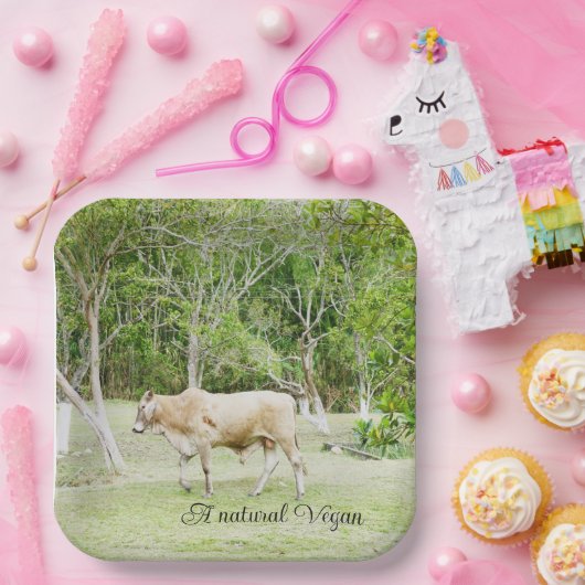 Assiettes En Carton Vache végétale naturelle (Fête)