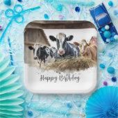 Assiettes En Carton Vaches d'anniversaire avec foin (Fête)