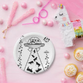 Assiettes En Carton Vaches dans un vaisseau spatial OVNI (Fête)