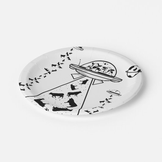 Assiettes En Carton Vaches dans un vaisseau spatial OVNI (Angle)