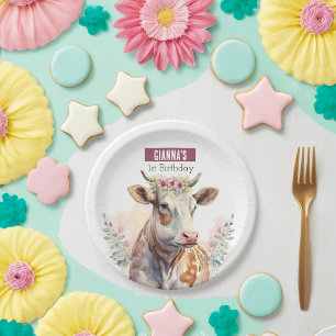 Assiettes En Carton Vaches de printemps - fête d'anniversaire -