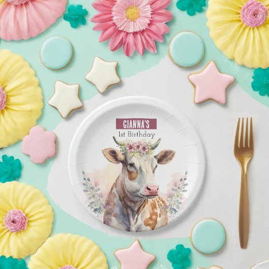 Assiettes En Carton Vaches de printemps - fête d'anniversaire -