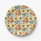 Assiettes En Carton Vaches Highland et fleurs de tournesol jaune (Devant)