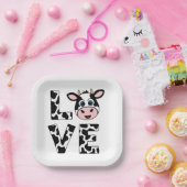 Assiettes En Carton Vaches mignonnes J'aime (Fête)