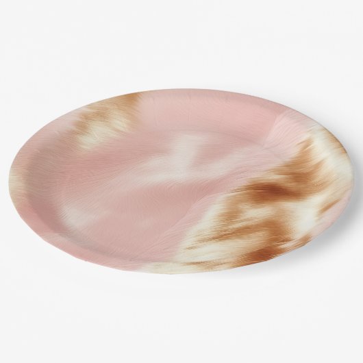 Assiettes En Carton Vachette blanche Brown rose occidentale (Angle)