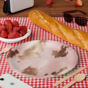 Assiettes En Carton Vachette blanche en or rose
