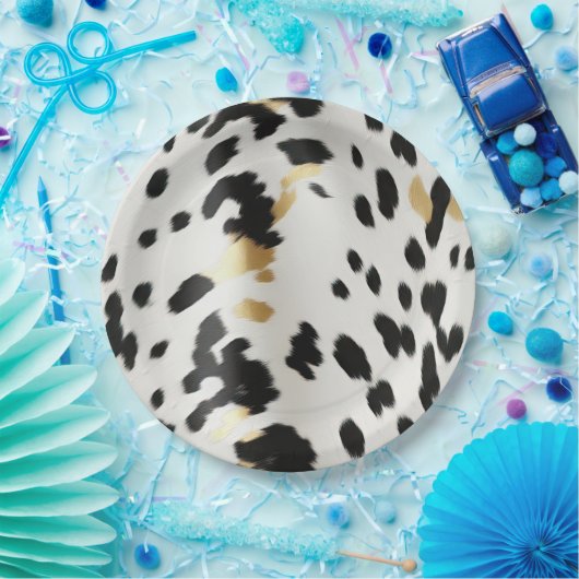 Assiettes En Carton Vachette blanche noire (Fête)