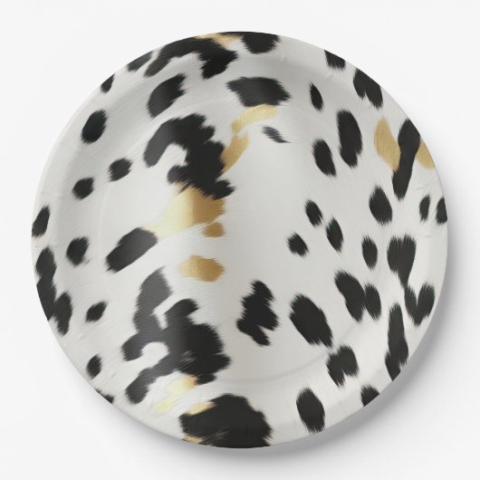 Assiettes En Carton Vachette blanche noire (Devant)