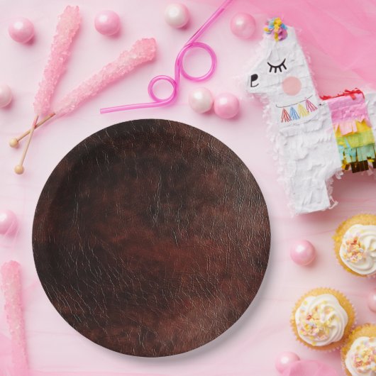 Assiettes En Carton Vachette en cuir Brown Faux Sud-Ouest (Fête)