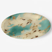 Assiettes En Carton Vachure d'or blanc turquoise (Angle)