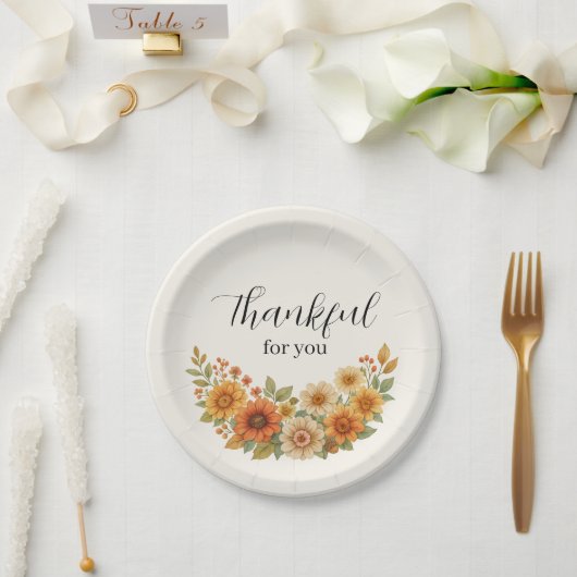 Assiettes En Carton Vague d'automne - Automne Floral Thanksgiving (Mariage)