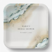 Assiettes En Carton Vague de mer côtière Sable de plage Naissance thèm (Recto)