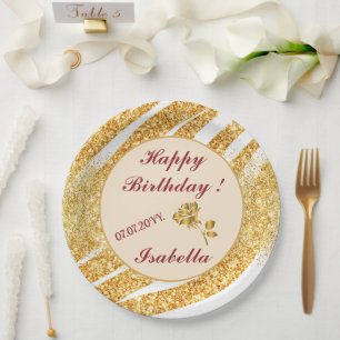 Assiettes En Carton Vague de mer dorée Paillettes Boho Collection Popu