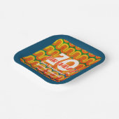 Assiettes En Carton Vague psychédélique rétro 70e anniversaire (Angulaire)