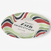 Assiettes En Carton Vague rétrospective Artiste inférieur Vert Rouge N (Angle)