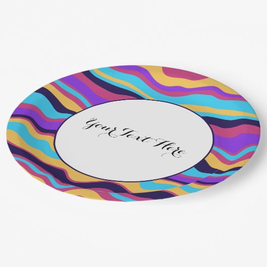 Assiettes En Carton Vagues Abstraites (Angle)