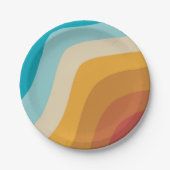 Assiettes En Carton Vagues Abstraites Arc-en-ciel coloré (Devant)