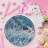 Assiettes En Carton Vagues bleu océan (Fête)