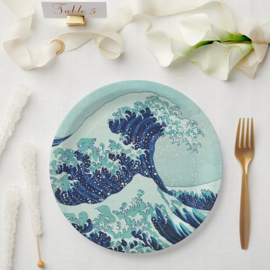 Assiettes En Carton Vagues bleues Hokusai (Mariage)