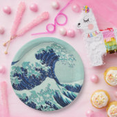 Assiettes En Carton Vagues bleues Hokusai (Fête)