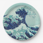 Assiettes En Carton Vagues bleues Hokusai (Devant)