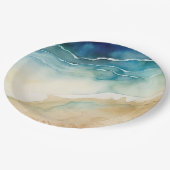 Assiettes En Carton Vagues d'océan de plage (Angle)