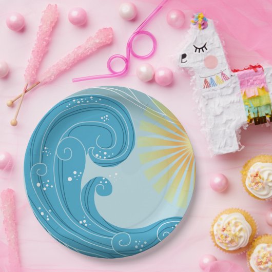 Assiettes En Carton Vagues et soleil (Fête)
