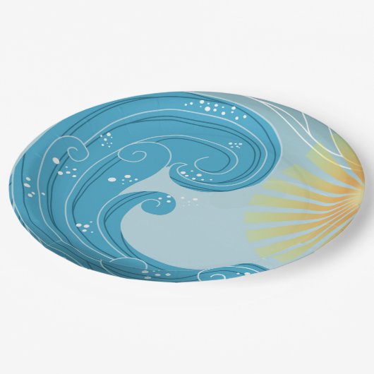 Assiettes En Carton Vagues et soleil (Angle)