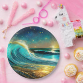 Assiettes En Carton Vagues océaniques clignantes (Fête)