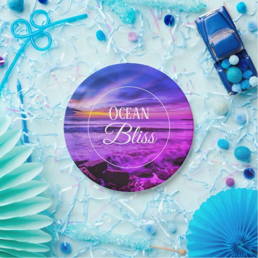 Assiettes En Carton Vagues océaniques colorées (Fête)