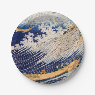 Assiettes En Carton Vagues océaniques Hokusai Bateaux en mer