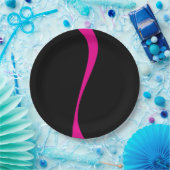 Assiettes En Carton Vagues simples 2 en Magenta et noir (Fête)
