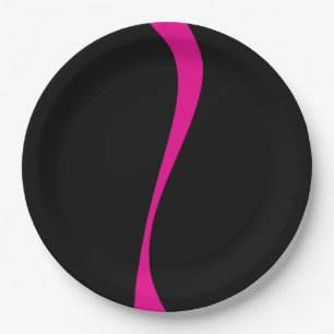 Assiettes En Carton Vagues simples 2 en Magenta et noir
