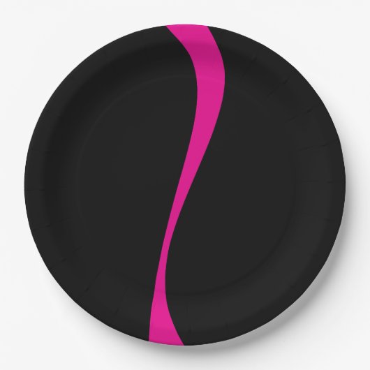 Assiettes En Carton Vagues simples 2 en Magenta et noir (Devant)