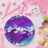 Assiettes En Carton Vagues violettes personnalisées Fluid Art Annivers (Fête)