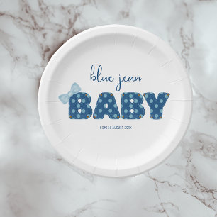 Assiettes En Carton Vaisselle Blue Jean Baby shower Parti Denim