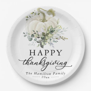 Assiettes En Carton Vaisselle de Thanksgiving Citrouille Blanche Eucal