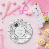 Assiettes En Carton Vaisselle Halloween moderne Black White Spider Web (Fête)