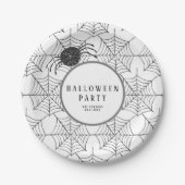 Assiettes En Carton Vaisselle Halloween moderne Black White Spider Web (Devant)