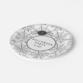 Assiettes En Carton Vaisselle Halloween moderne Black White Spider Web (Angle)