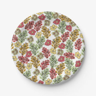 Assiettes En Carton Valencia Espagnol Floral et Vignes