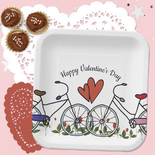 Assiettes En Carton Valentin pour les amoureux de vélo
