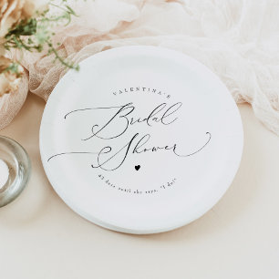 Assiettes En Carton VALENTINA Élégant Mariage Minimaliste Écriture