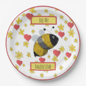 Assiettes En Carton Valentine Bumblebee | Bee My Valentine (Devant)
