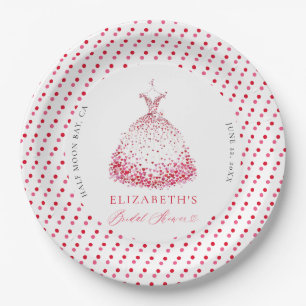 Assiettes En Carton Valentine Coeurs robe Bow Élégante Fête des mariée