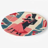 Assiettes En Carton Valentine Couple de danse Mid Century Modern (Angle)