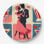 Assiettes En Carton Valentine Couple de danse Mid Century Modern (Devant)