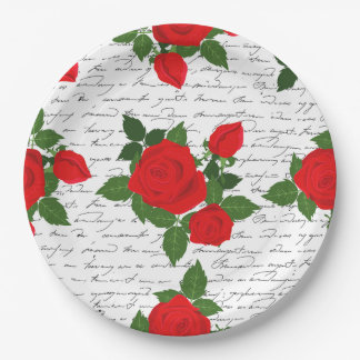 Assiettes En Carton valentine love letter red roses romantic